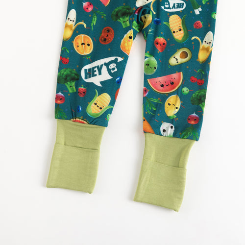 Funny Fruit&Vegetables Bamboo Zipper Romper Pajamas