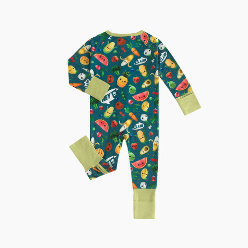 Funny Fruit&Vegetables Bamboo Zipper Romper Pajamas