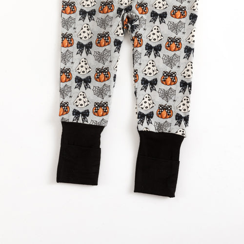 Halloween Pumpkin Bow Baby Bamboo Zipper Romper Pajamas