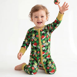 Bamboo Baby Zipper Romper Pajama Christmas Hat Element