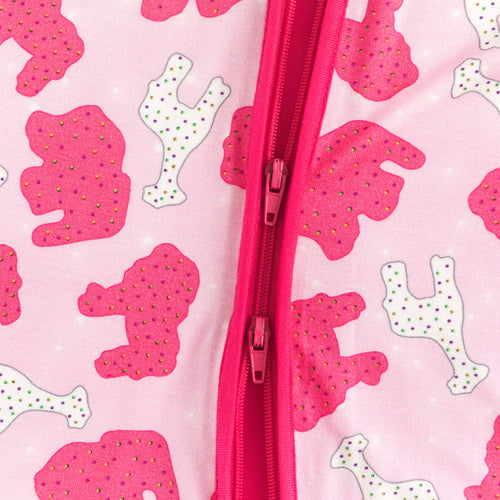 Baby Christmas Pink Teddy Print Bamboo Zip Sleeper