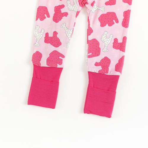Baby Christmas Pink Teddy Print Bamboo Zip Sleeper