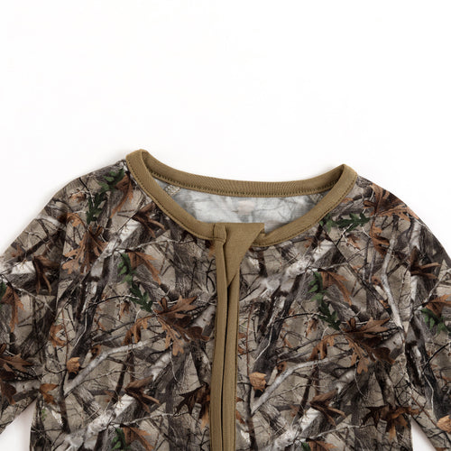 Retro Leaves Bamboo Zipper Romper Pajamas