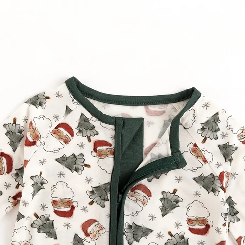 Bamboo Baby Zipper Romper Pajama Santa Claus Christmas Tree