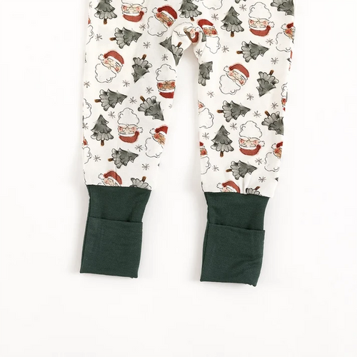 Bamboo Baby Zipper Romper Pajama Santa Claus Christmas Tree
