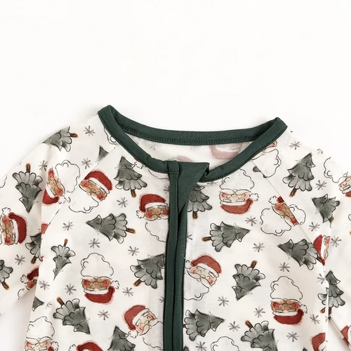 Bamboo Baby Zipper Romper Pajama Santa Claus Christmas Tree