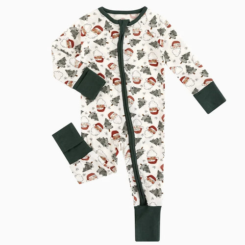 Bamboo Baby Zipper Romper Pajama Santa Claus Christmas Tree