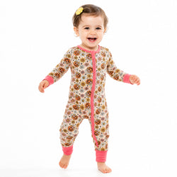 Halloween Pumpkins Flowers Baby Bamboo Zipper Romper Pajamas