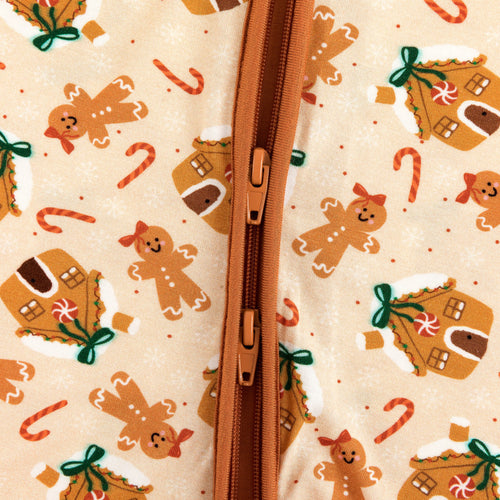 Baby Christmas Gingerbread Print Bamboo Zip Sleeper