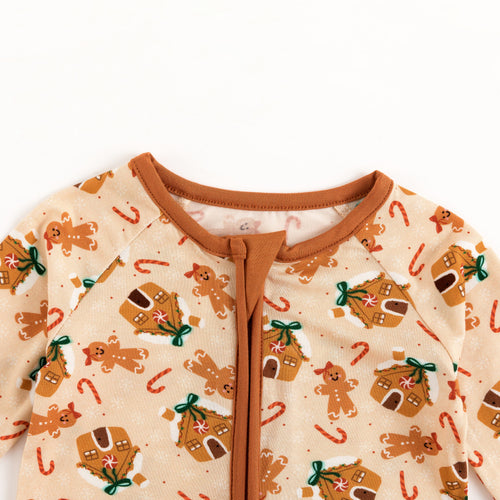 Baby Christmas Gingerbread Print Bamboo Zip Sleeper