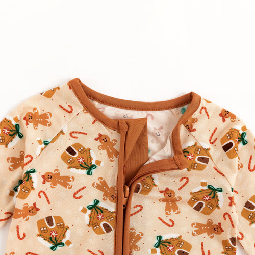 Baby Christmas Gingerbread Print Bamboo Zip Sleeper