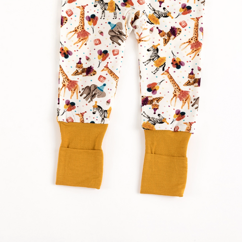 Giraffe Elephant Zebra Bamboo Zipper Bodysuit
