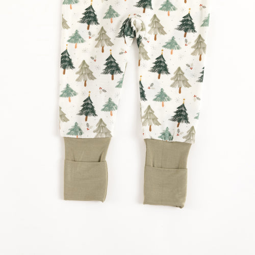 Christmas Tree Green Bamboo Zipper Romper Pajamas