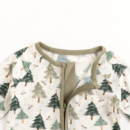 Christmas Tree Green Bamboo Zipper Romper Pajamas
