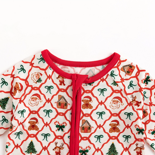 Baby Christmas Plaid Red Bamboo Zip Sleeper