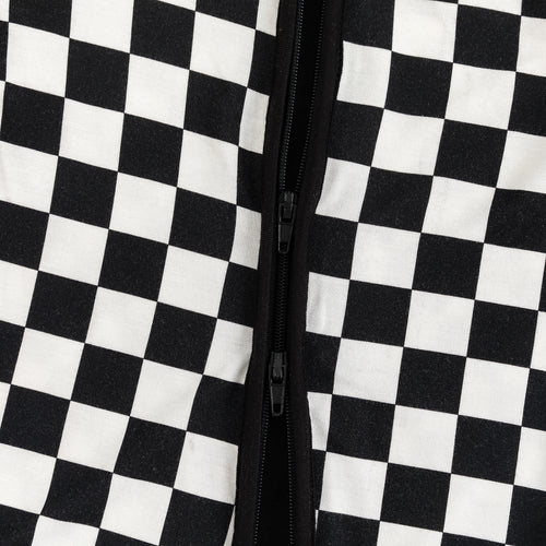 Black and White Checkerboard Design Bamboo Zipper Romper Pajamas