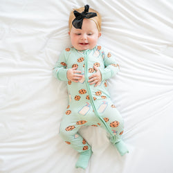 Cookies Milk Bamboo Zipper Romper Pajamas