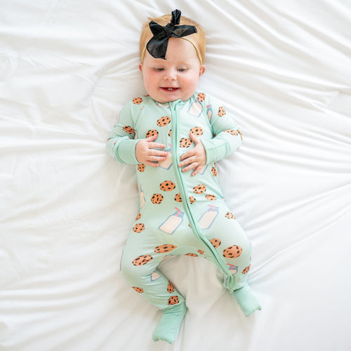 Cookies Milk Bamboo Zipper Romper Pajamas